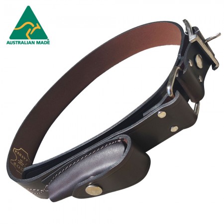 Leather Stockman's Belt with Knife Pouch 40"